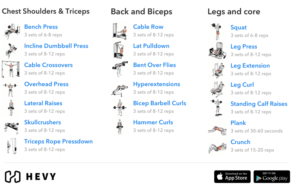 3er Split Trainingsplan Beispiel